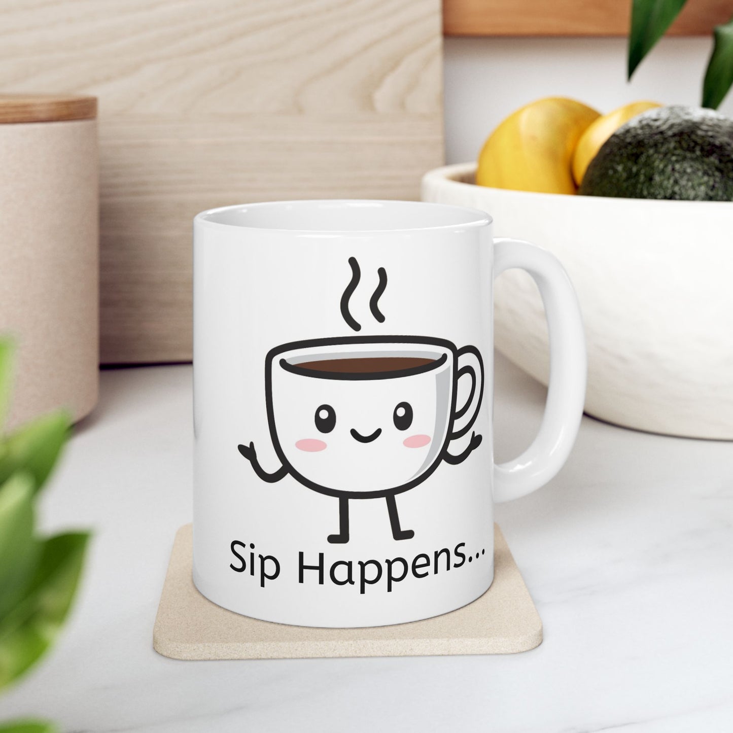 Sip Happens, funny coffee mug, hilarious ceramic coffee mug, coffee lover gift idea, silly coffee mug, cute mug gift, Christmas gift