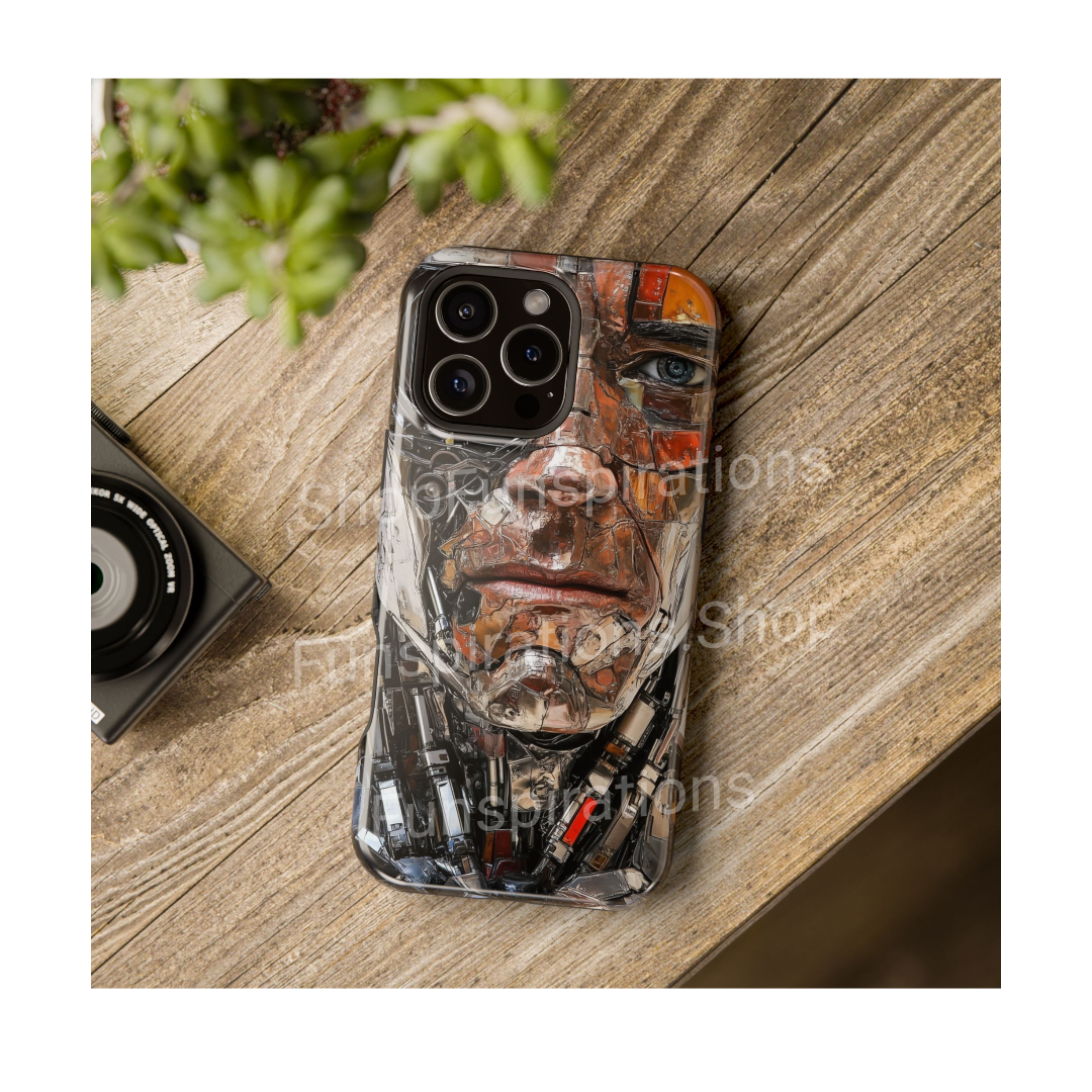 Terminator iPhone Tough Case Futuristic Design Tech Gift Cyberpunk SciFi iPhone 14 15 16 Pro Max interesting cool case wireless charging