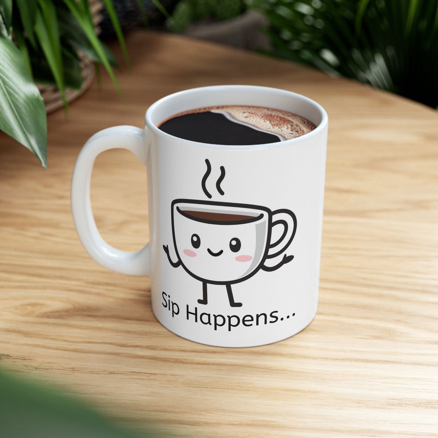 Sip Happens, funny coffee mug, hilarious ceramic coffee mug, coffee lover gift idea, silly coffee mug, cute mug gift, Christmas gift