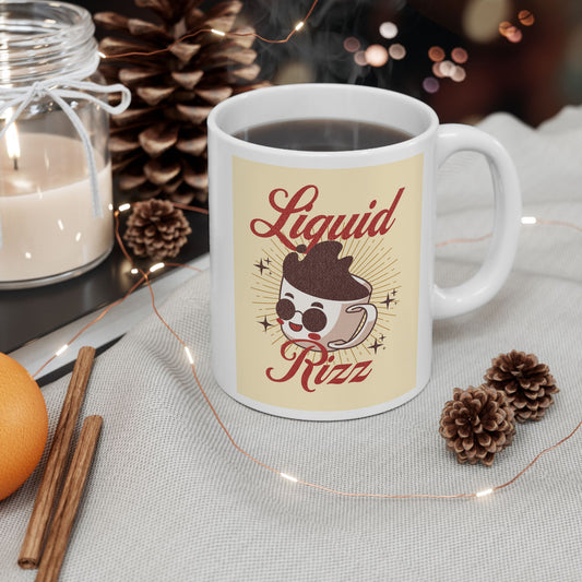 Liquid Rizz, funny coffee mug, hilarious ceramic coffee mug, coffee lover gift idea, silly coffee mug, cute mug gift, Christmas mug gift